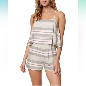 NWT O’neill Ginger Flounce ruffle bodice striped romper size small